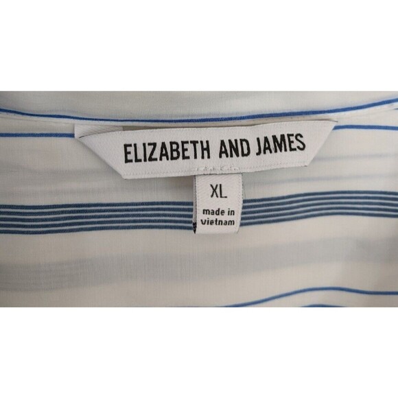 Elizabeth And James Women's Button Front Hi-Lo Striped Semi-Sheer Preppy Boho XL - Picture 8 of 8